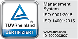 TÜV Rheinland - zertifiziert - ISO9001:2015 - ISO14001:2015